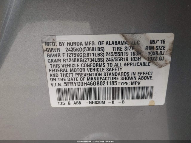 Продаж на аукціоні авто 2016 Acura Mdx Technology   Acurawatch Plus Packages/technology Package, vin: 5FRYD3H46GB021185, номер лоту: 44528949