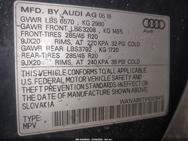 2017 AUDI Q7 WA1VABF71HD018413 Photo 8