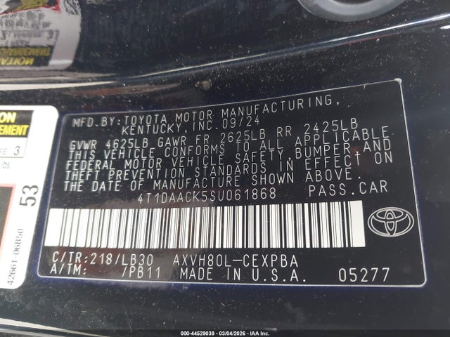 Toyota CAMRY XSE 2025 4T1DAACK5SU061868 Image 9