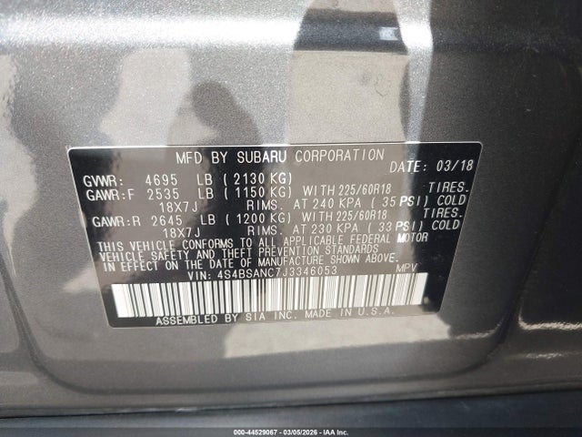 Продаж на аукціоні авто 2018 Subaru Outback 2.5i Limited, vin: 4S4BSANC7J3346053, номер лоту: 44529067