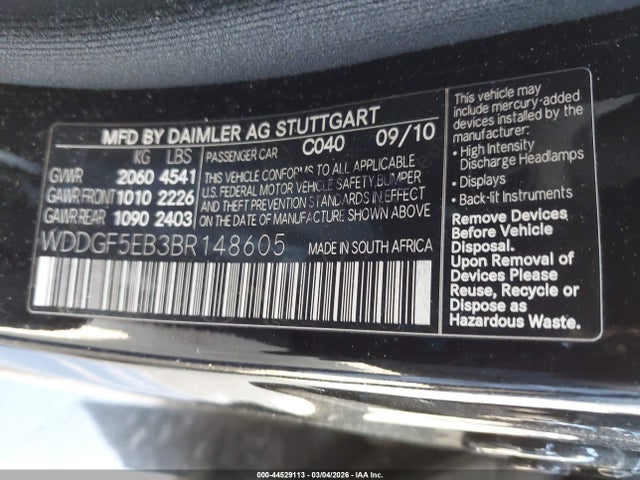Aukcja sprzedaży 2011 Mercedes-benz C 300 Luxury/sport, vin: WDDGF5EB3BR148605, numer aukcji: 44529113