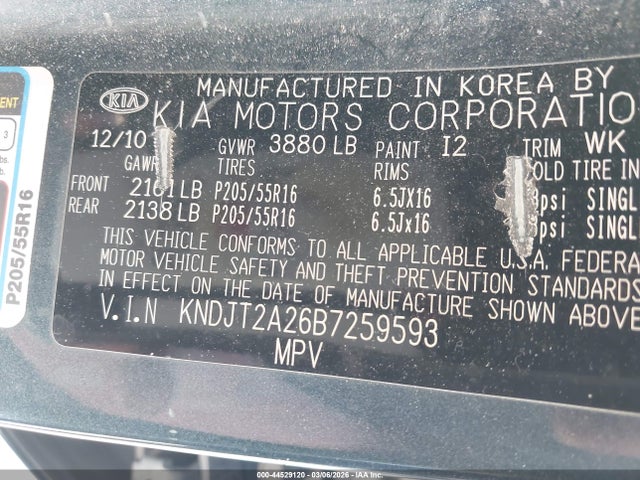 Aukcja sprzedaży 2011 Kia Soul +, vin: KNDJT2A26B7259593, numer aukcji: 44529120