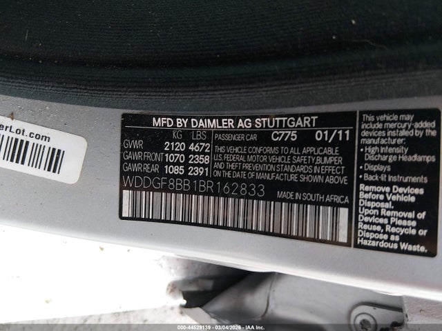 2011 Mercedes-benz C 300 Luxury 4matic/sport 4matic მანქანა იყიდება აუქციონზე, vin: WDDGF8BB1BR162833, აუქციონის ნომერი: 44529139