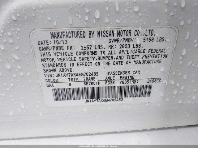 Продажа на аукционе авто 2014 Infiniti Q50 Hybrid Sport, vin: JN1AV7AR4EM702482, номер лота: 44529188
