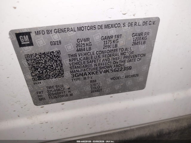 3GNAXKEV4KS622359 Chevrolet EQUINOX LT
