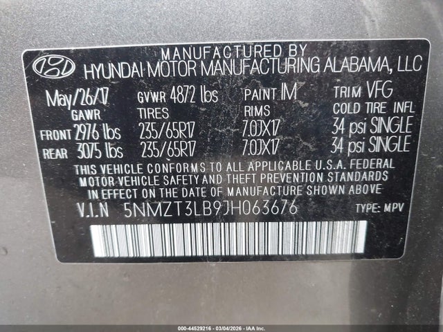 Aukcja sprzedaży 2018 Hyundai Santa Fe Sport 2.4l, vin: 5NMZT3LB9JH063676, numer aukcji: 44529216