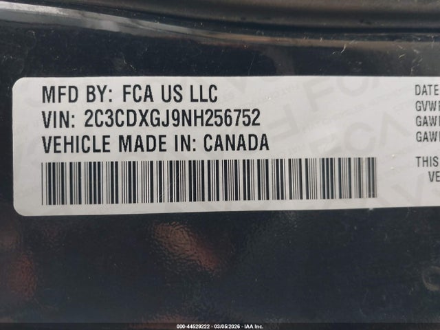 2022 Dodge Charger Scat Pack მანქანა იყიდება აუქციონზე, vin: 2C3CDXGJ9NH256752, აუქციონის ნომერი: 44529222