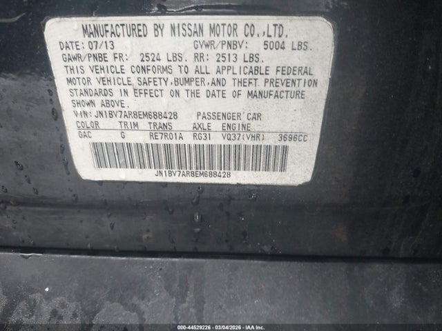 Aukcja sprzedaży 2014 Infiniti Q50 Premium, vin: JN1BV7AR8EM688428, numer aukcji: 44529226