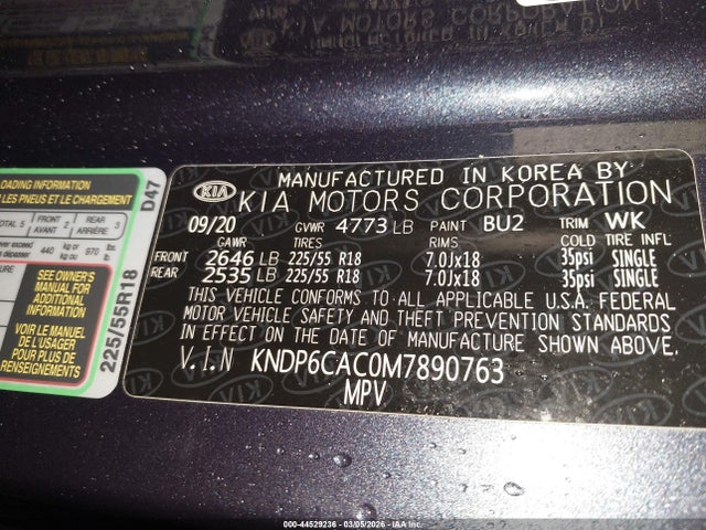 Продажа на аукционе авто 2021 Kia Sportage S, vin: KNDP6CAC0M7890763, номер лота: 44529236