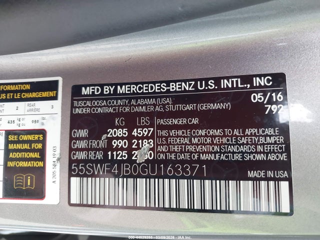 55SWF4JB0GU163371 Mercedes-Benz C 300