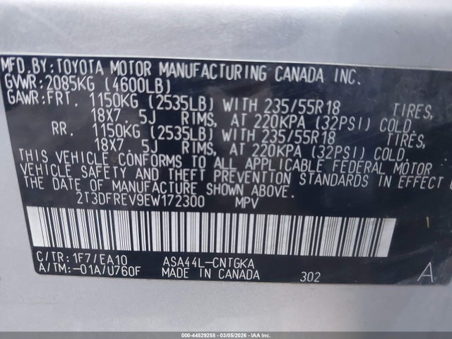 Toyota Rav4 Limited 2014 2T3DFREV9EW172300 Image 9
