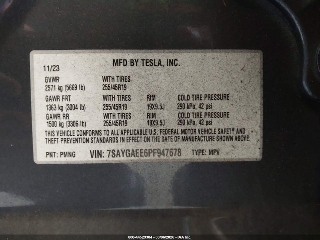 7SAYGAEE6PF947678 Tesla Model Y Awd/long Range Dual Motor All-wheel Drive