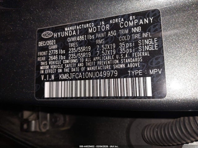 2022 HYUNDAI TUCSON HYBRID KM8JFCA10NU049979 Photo 8