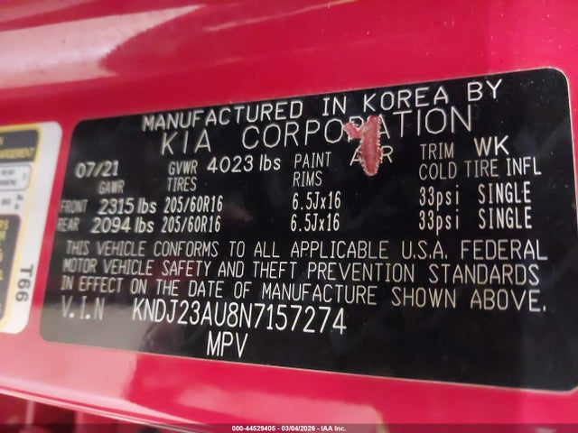 Продаж на аукціоні авто 2022 Kia Soul Lx, vin: KNDJ23AU8N7157274, номер лоту: 44529405