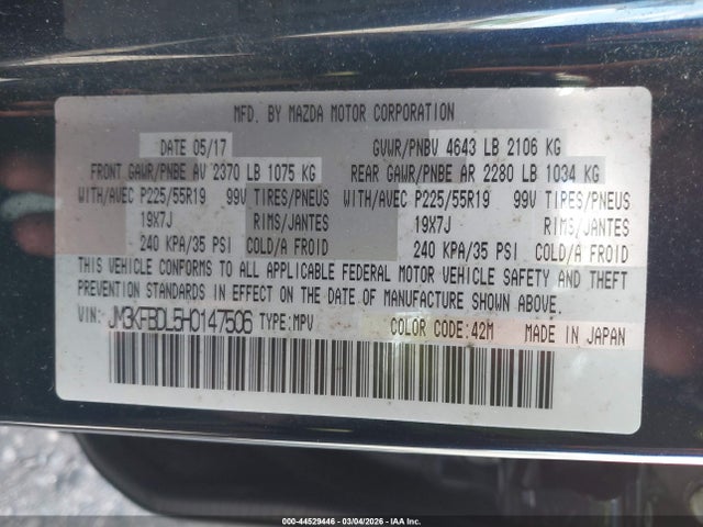 Aukcja sprzedaży 2017 Mazda Cx-5 Grand Touring, vin: JM3KFBDL5H0147506, numer aukcji: 44529446