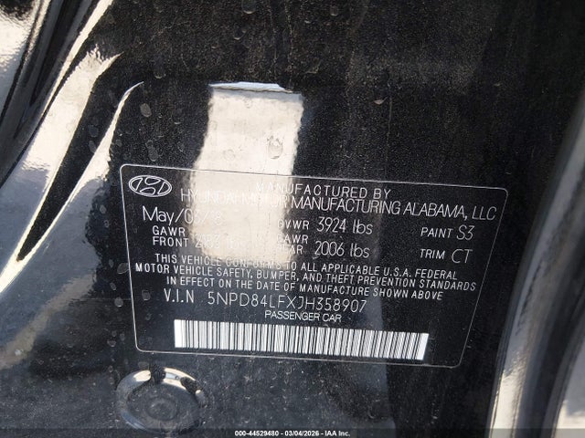 Hyundai ELANTRA SEL 2018 5NPD84LFXJH358907 Image 9