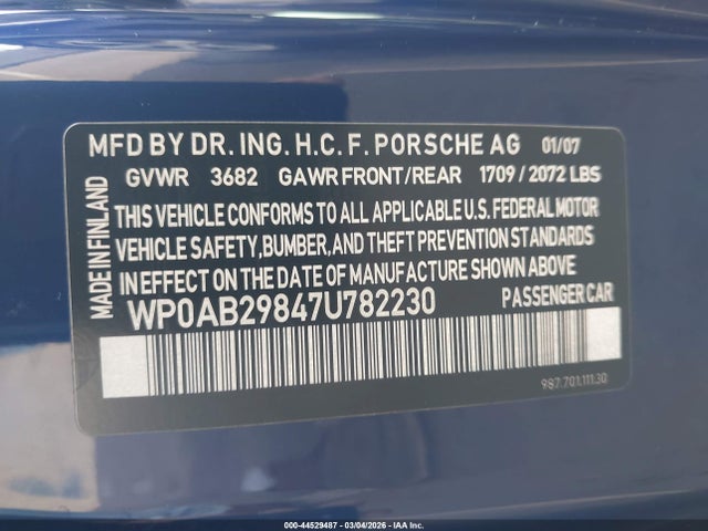 2007 PORSCHE CAYMAN S WP0AB29847U782230 Photo 8