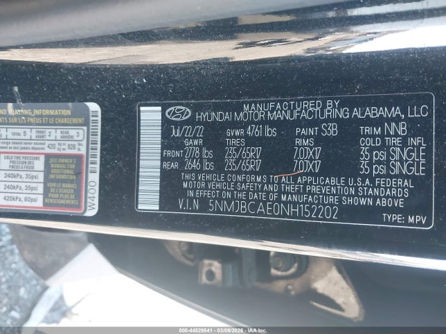 2022 HYUNDAI TUCSON 5NMJBCAE0NH152202 Photo 8