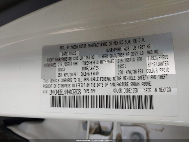 Продаж на аукціоні авто 2022 Mazda Cx-30 Select, vin: 3MVDMBBL4NM409808, номер лоту: 44529546
