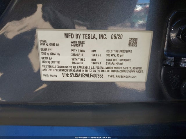 2020 TESLA MODEL S 5YJSA1E29LF402658 Photo 8