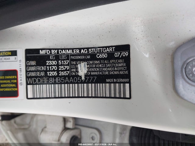 44529557 :رقم المزاد ، WDDHF8HB5AA059777 vin ، 2010 Mercedes-benz E 350 4matic مزاد بيع