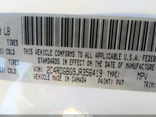 2C4RDGBG9JR356419 Dodge Grand Caravan Se