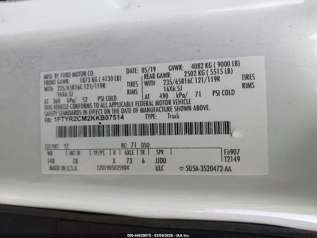Ford Transit-250 2019 1FTYR2CM2KKB07514 Image 9