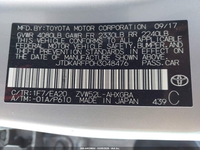 2017 TOYOTA PRIUS PRIME JTDKARFP0H3048476 Photo 8