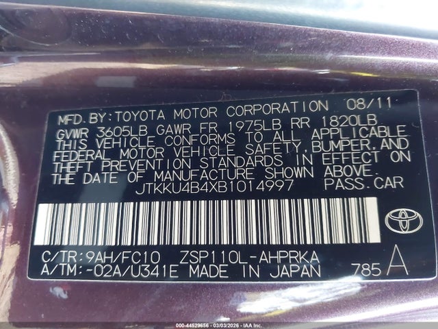 2011 SCION XD JTKKU4B4XB1014997 Photo 8