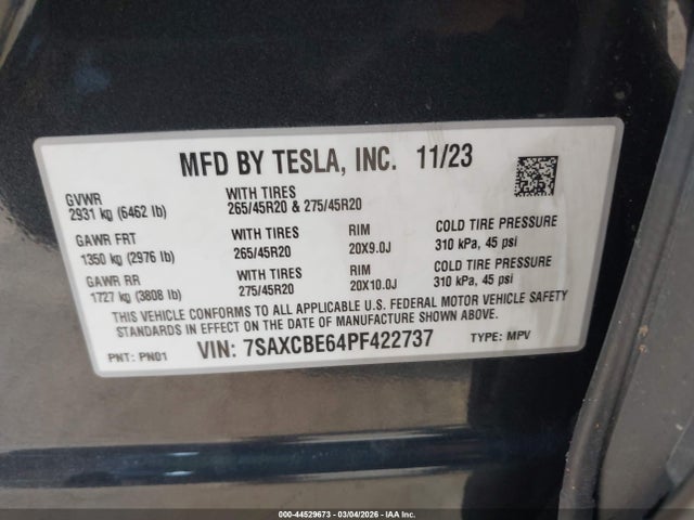 2023 TESLA MODEL X 7SAXCBE64PF422737 Photo 8