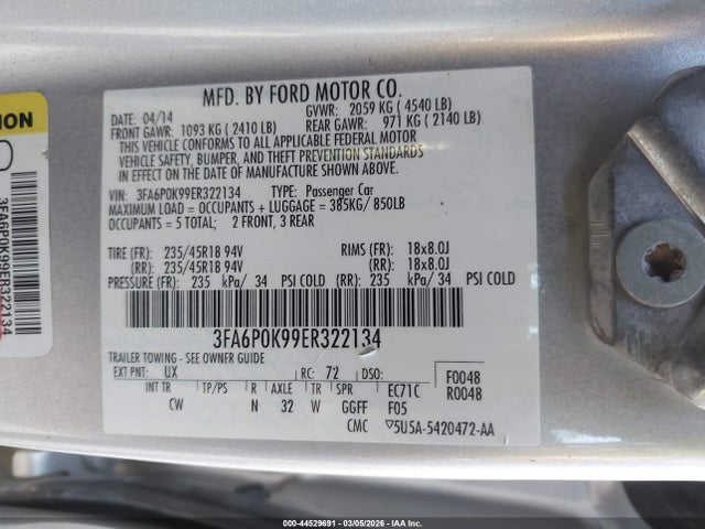 Ford Fusion Titanium 2014 3FA6P0K99ER322134 Image 9