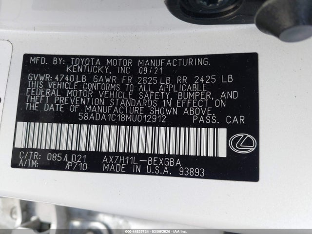 2021 LEXUS ES 300H 58ADA1C18MU012912 Photo 8