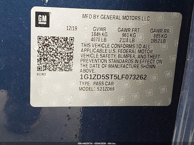 1G1ZD5ST5LF073262 Chevrolet Malibu Fwd Lt