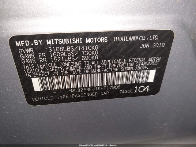 2019 MITSUBISHI MIRAGE G4 ML32F3FJ1KHF17908 Photo 8