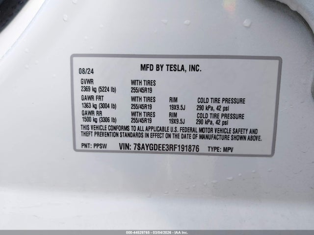 2024 TESLA MODEL Y 7SAYGDEE3RF191876 Photo 8