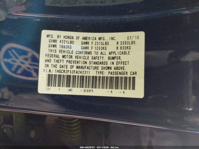 1HGCR2F50FA242311 Honda Accord Sport