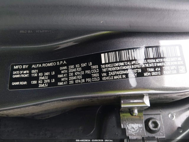 2021 ALFA ROMEO STELVIO ZASPAKBN4M7D18739 Photo 8