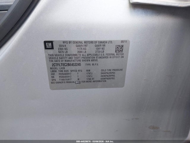 Aukcja sprzedaży 2011 Gmc Terrain Sle-2, vin: 2CTFLTEC2B6452245, numer aukcji: 44529876