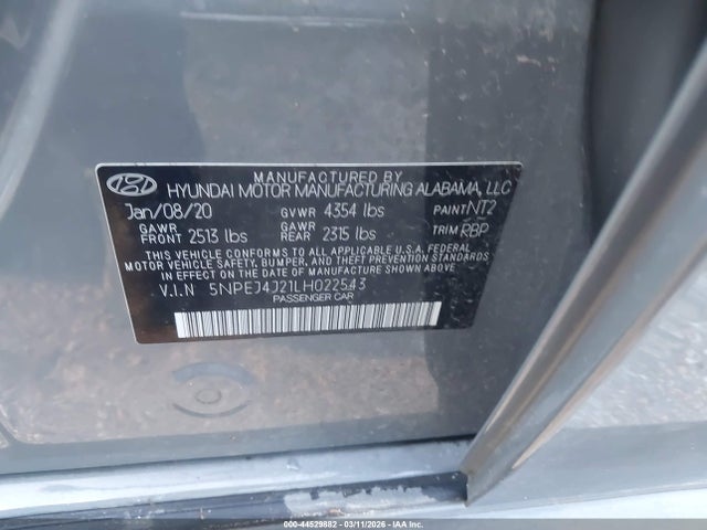 Aukcja sprzedaży 2020 Hyundai Sonata Sel Plus, vin: 5NPEJ4J21LH022543, numer aukcji: 44529882