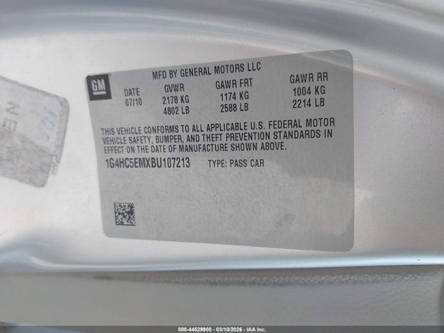 Aukcja sprzedaży 2011 Buick Lucerne Cxl, vin: 1G4HC5EMXBU107213, numer aukcji: 44529900