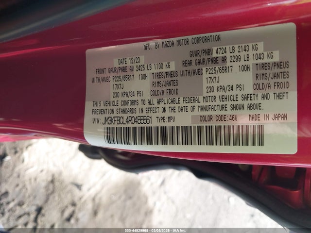 Продаж на аукціоні авто 2024 Mazda Cx-5 2.5 S Preferred, vin: JM3KFBCL4R0455561, номер лоту: 44529965