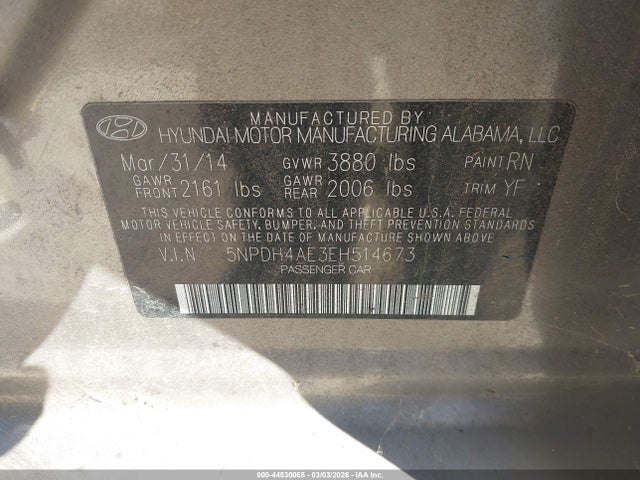 Hyundai ELANTRA SE 2014 5NPDH4AE3EH514673 Image 9
