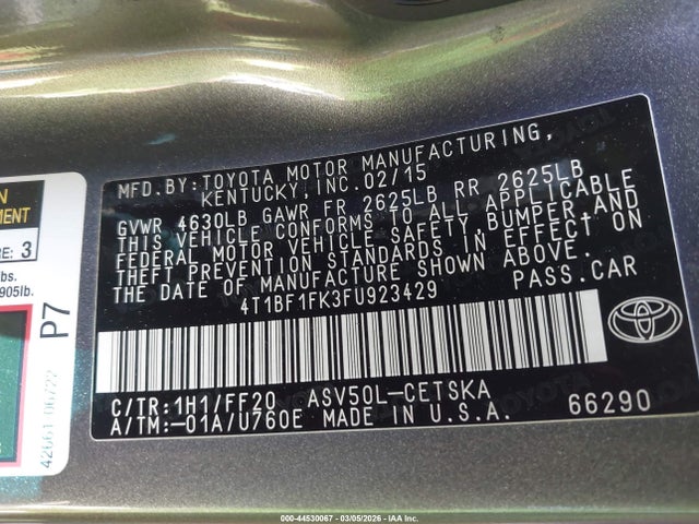 Toyota CAMRY SE 2015 4T1BF1FK3FU923429 Image 9