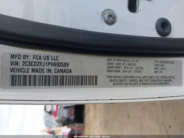 Aukcja sprzedaży 2023 Dodge Challenger R/t Scat Pack, vin: 2C3CDZFJ1PH692589, numer aukcji: 44530138