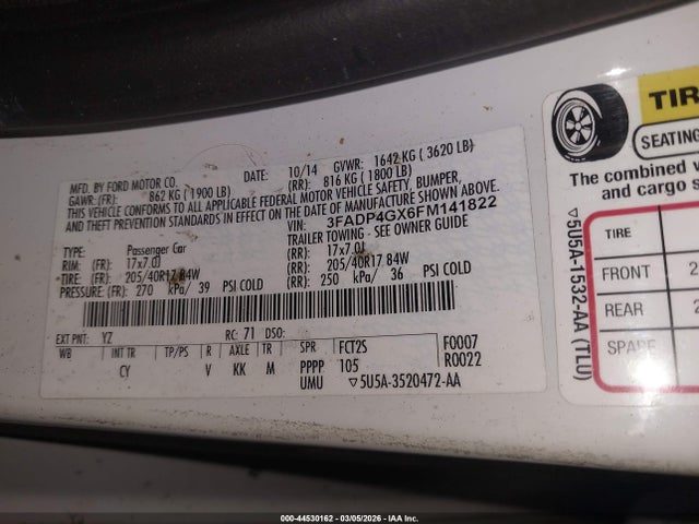 Ford FIESTA ST 2015 3FADP4GX6FM141822 Image 9