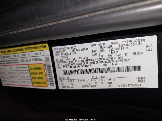 Ford Ranger Lariat 2021 1FTER4FH8MLD51517 Image 9