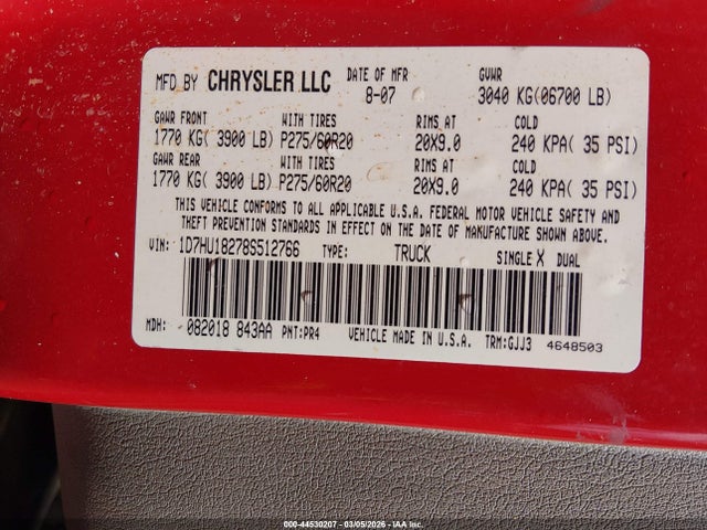 2008 DODGE RAM 1500 1D7HU18278S512766 Photo 8