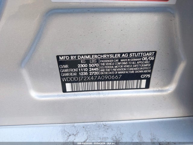 2007 MERCEDES-BENZ CLS 550 WDDDJ72X47A090667 Photo 8