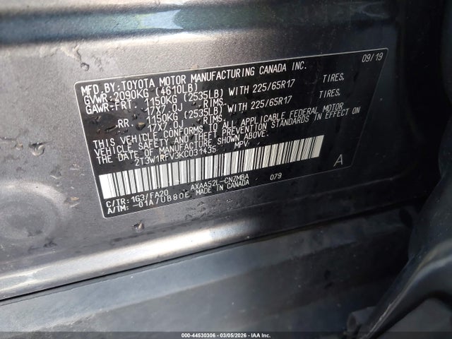 2T3W1RFV3KC031435 Toyota Rav4 Xle