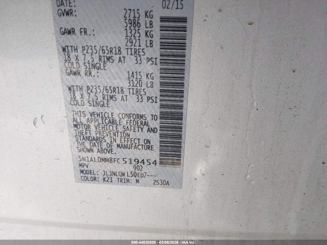 5N1AL0MM8FC519454 Infiniti QX60